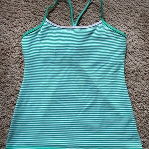Lululemon Green and white striped tank
